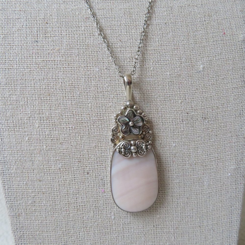 Pink Shell Pendant With Chain